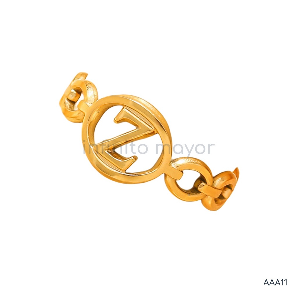 [AAA11] Anillo de diseño geométrico en acero inoxidable 304 con chapado en oro 18k