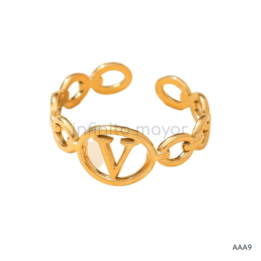 [AAA9] Anillo de diseño geométrico en acero inoxidable 304 con chapado en oro 18k