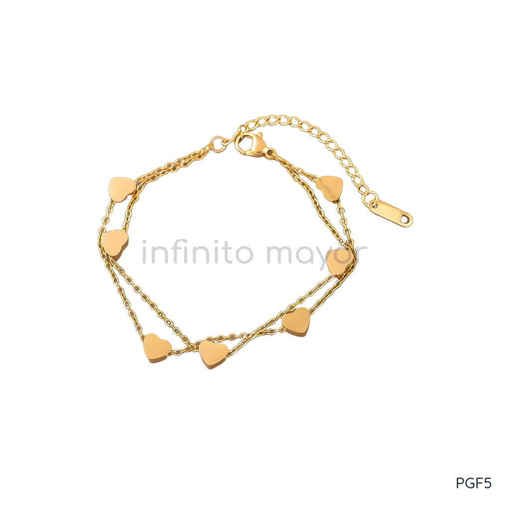 [PGF5] Pulsera de eslabones en acero inoxidable 304 con baño de oro y recubrimiento PVD