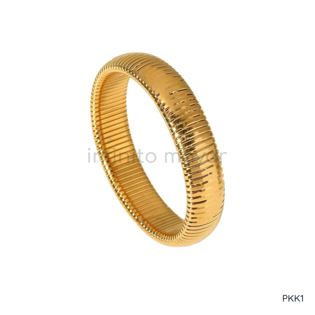 Pulsera dorada, malla acanalada flexible de 16 mm