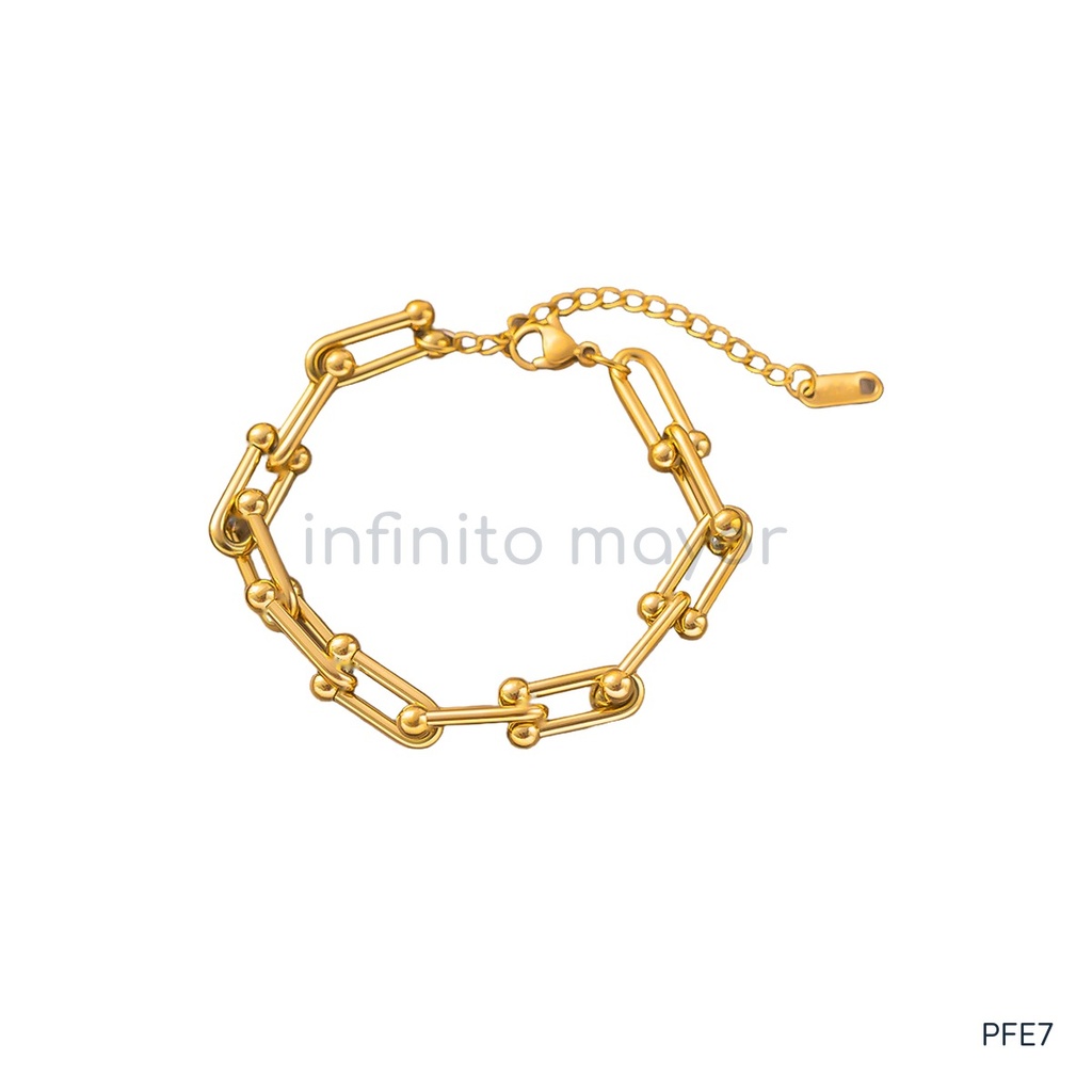 Pulsera dorada, eslabones en U