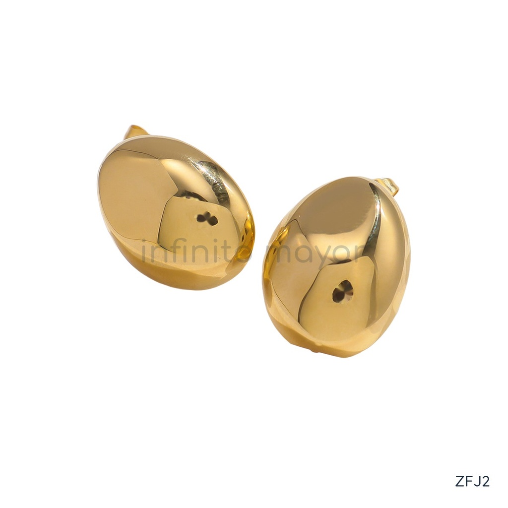 [ZFJ2] Aretes de diseño geométrico en acero inoxidable 316L con chapado en oro 18k
