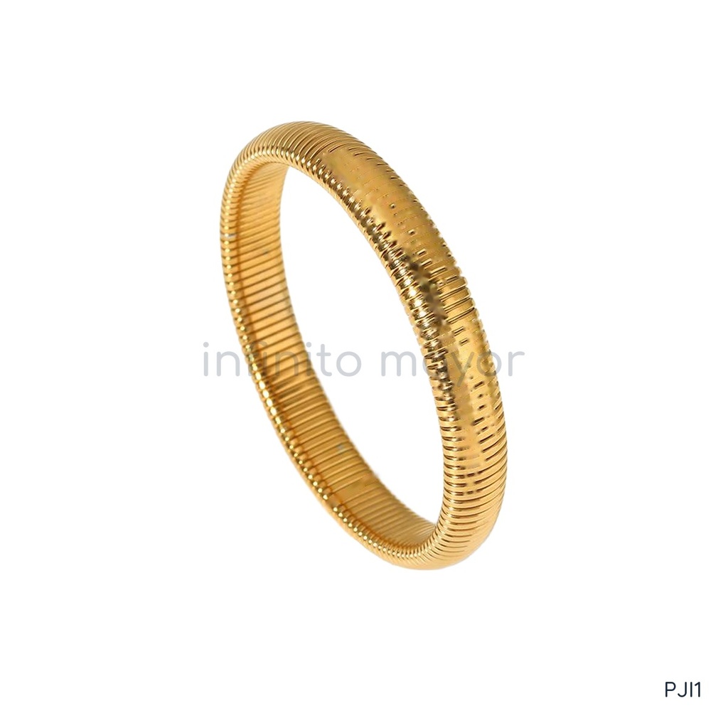 Pulsera dorada, malla acanalada flexible de 10 mm