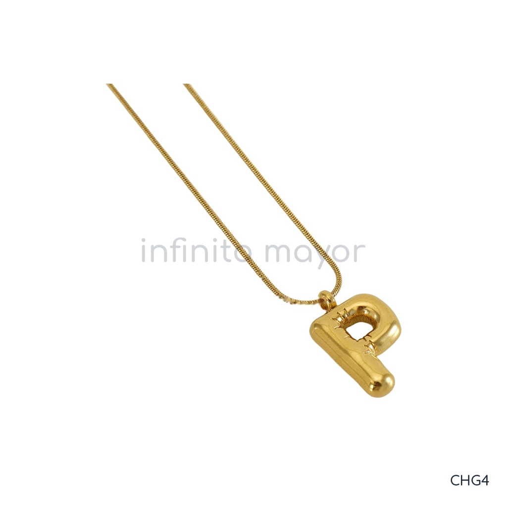Collar dorado, serpiente con letra P abombada