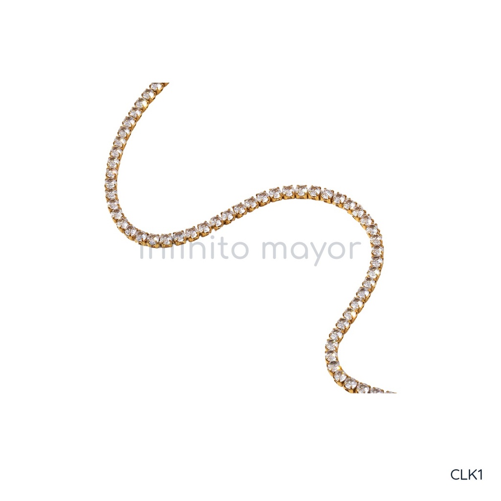 [CLK1] Collar de diseño geométrico en acero inoxidable 304 con baño de oro y recubrimiento PVD