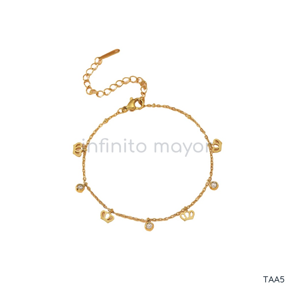 [TAA5] Tobillera con flor de acero inoxidable 304 con recubrimiento PVD y chapado en oro 18k
