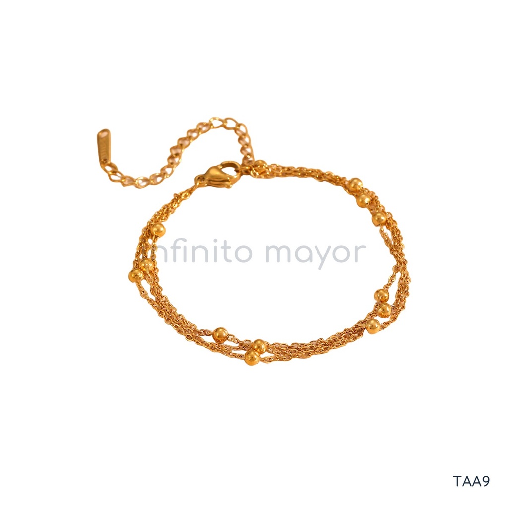 [TAA9] Tobillera con flor de acero inoxidable 304 con recubrimiento PVD y chapado en oro 18k